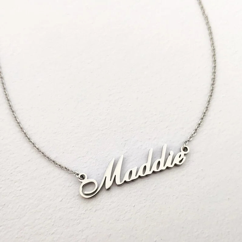 Silver Name Necklace For Girls and Women Name Pendant