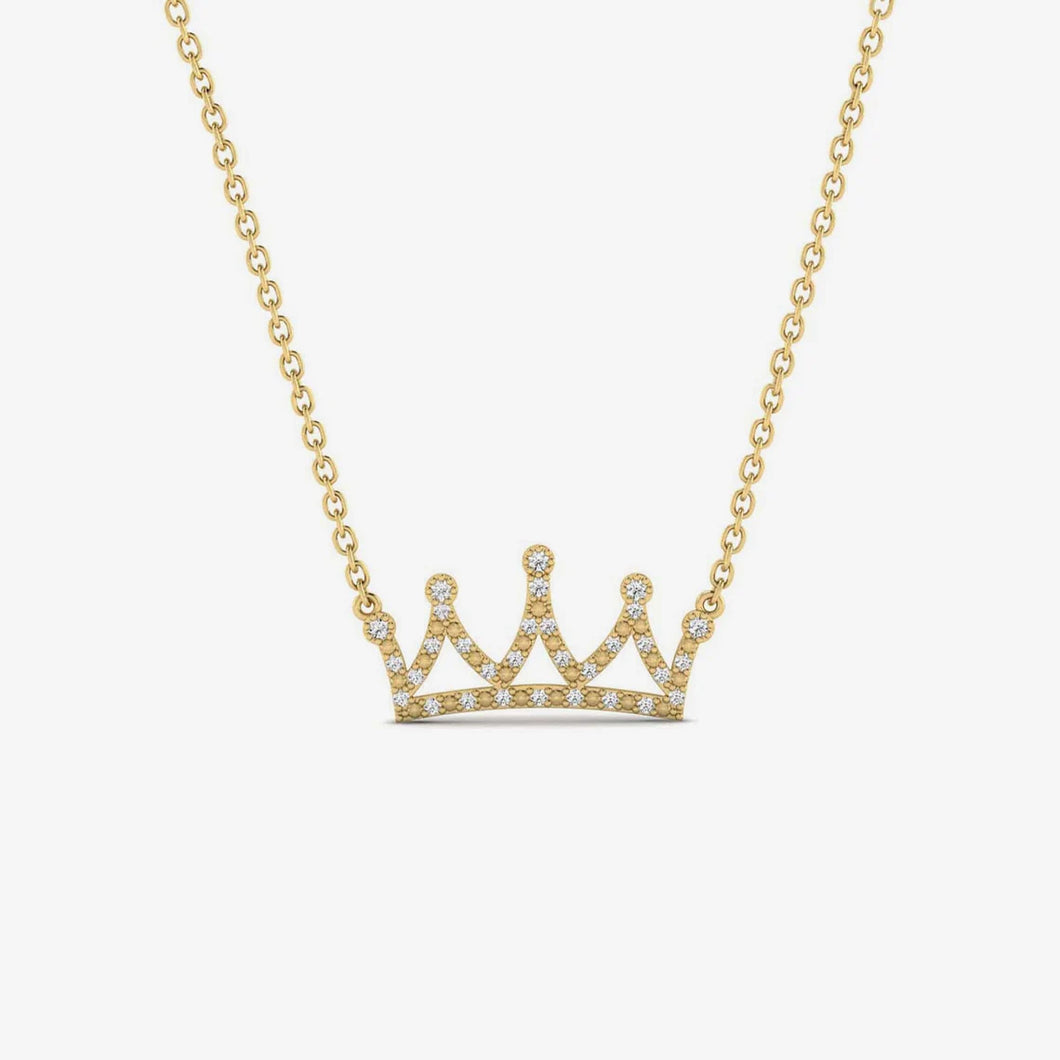 Silver Queen Crown Necklace for Girls and Women