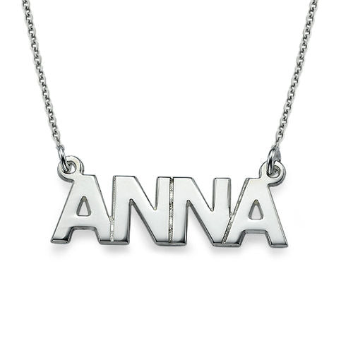 Silver Name Necklace For Girls and Women Name Pendant
