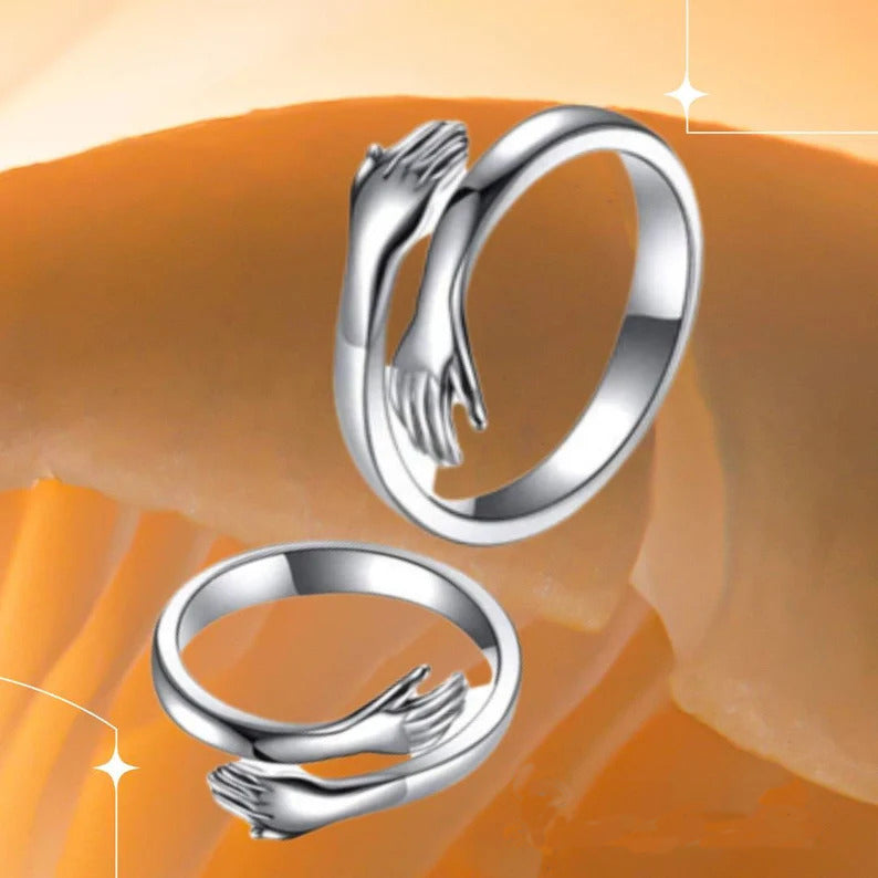 Silver Couple Rings Silver Hug Ring For Couples
