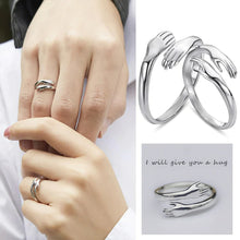 Load image into Gallery viewer, Silver Couple Rings Silver Hug Ring For Couples
