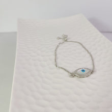 Load and play video in Gallery viewer, Silver Bracelet For women and Girls Silver Evil Eye Bracelet
