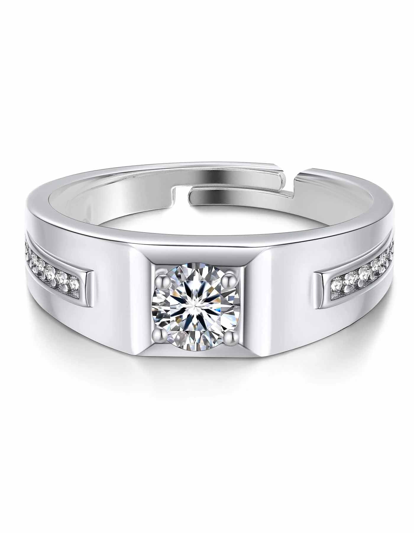 0.75 Carat Silver Ring For Men & Boys Birthday gift for him - Adjustab –  ZaveriX Silver