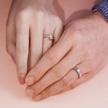 Load and play video in Gallery viewer, Silver Couple Ring Silver Rings For Couples on Anniversary
