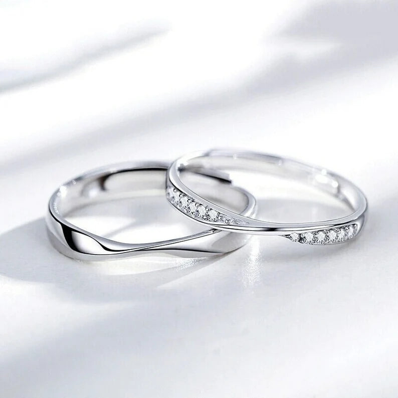 Sun Moon Silver Couple Rings | Promise Rings for Couples | Avijewelry