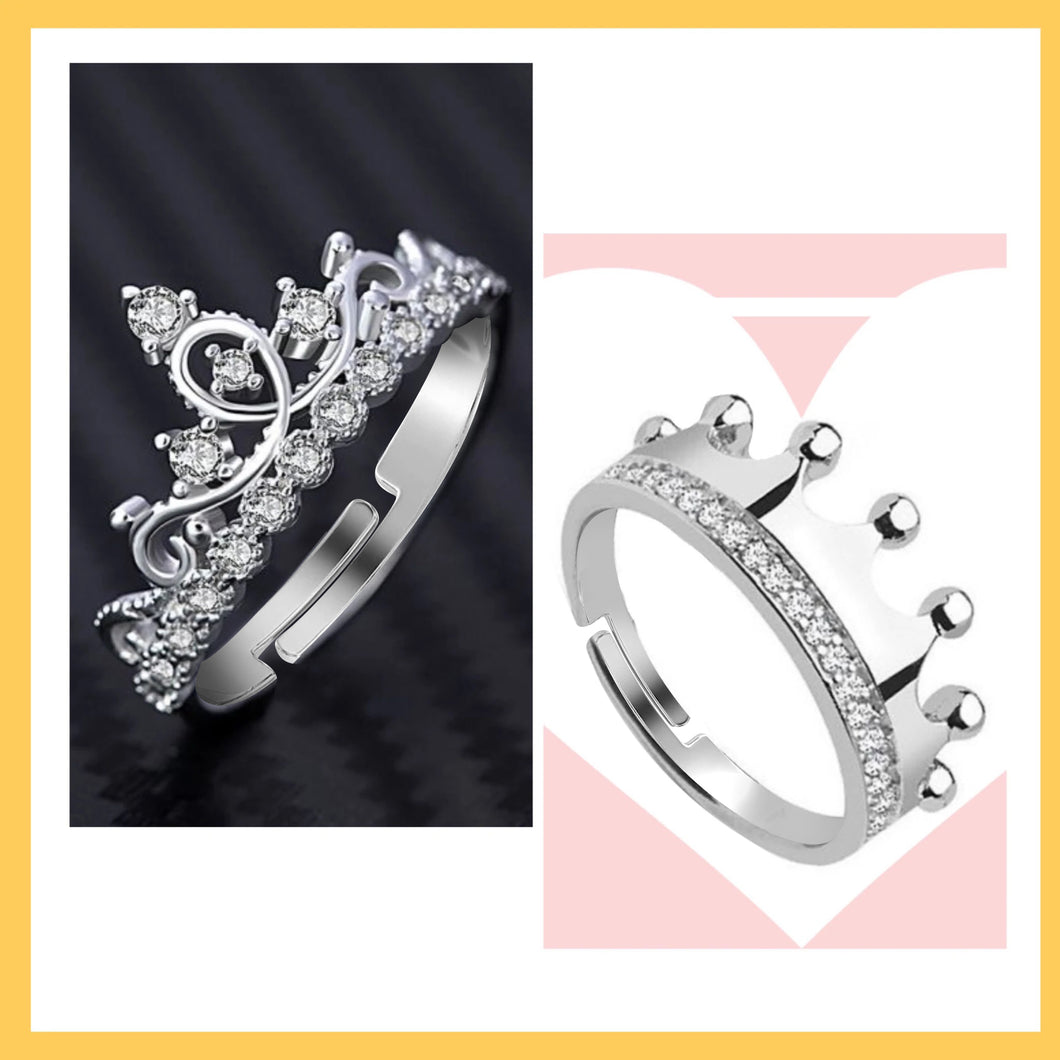 Buy Prince & Princess Sterling Silver Designer Couple rings Online at Low  Prices in India - Paytmmall.com